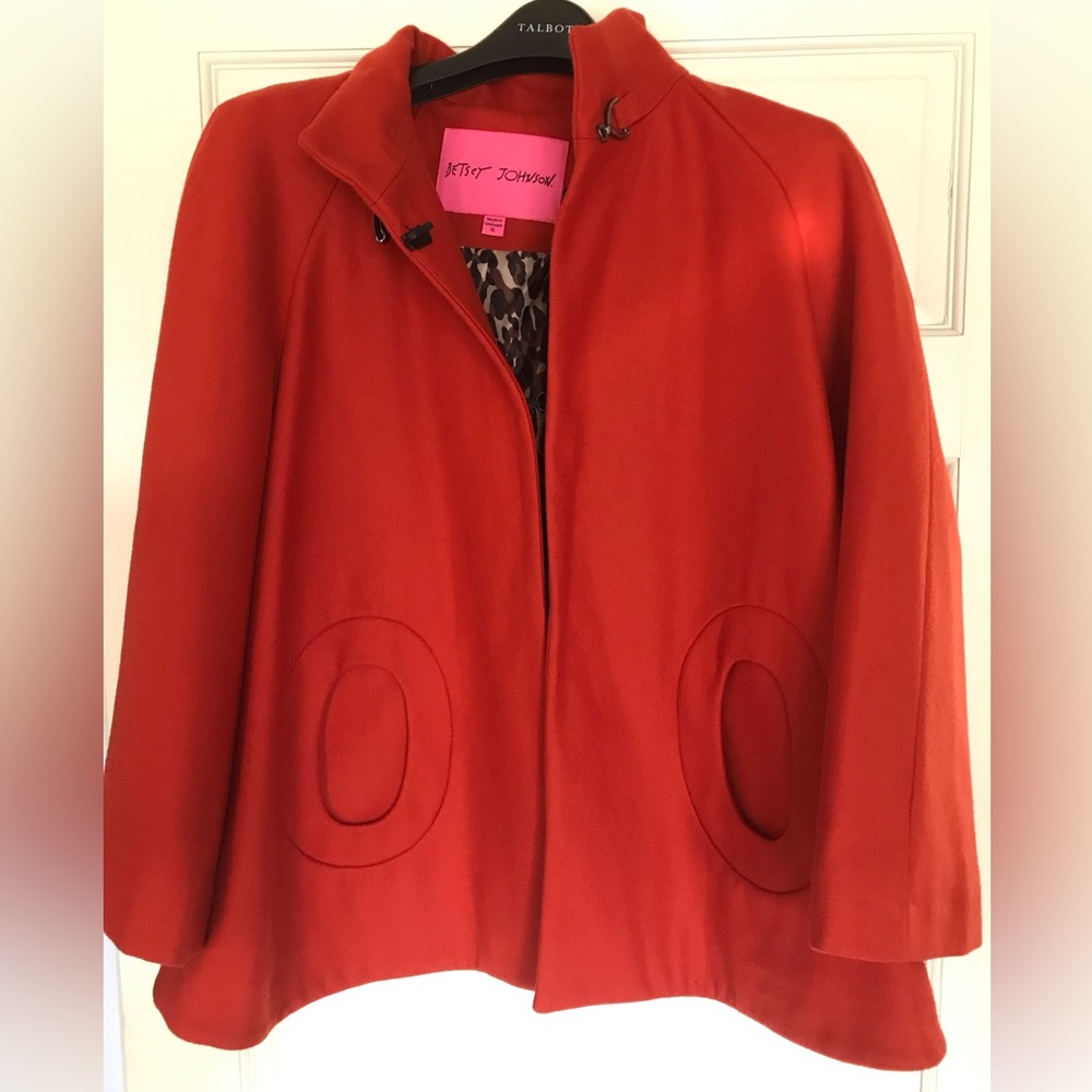 Betsy Johnson BurntOrange Wool Swing Coat XL